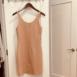 Babaton, Size M, Tan Mini Dress (65% Cotton, 28% Nylon, 7% Spandex)